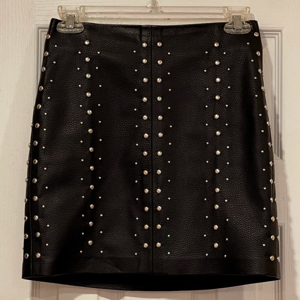 Bershka Faux Leather Black Skirt Silver Studs